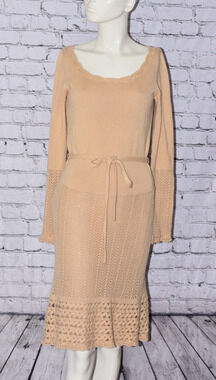 Temperly London Long Sleeve Cashmere Knit Fit & Flare Sweater Dress Size 6
